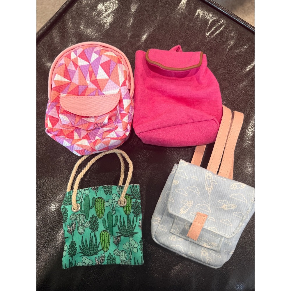 American Doll Backpacks‎ Purse Lot 4 Mini Bags Pink Cactus Rocket Ship